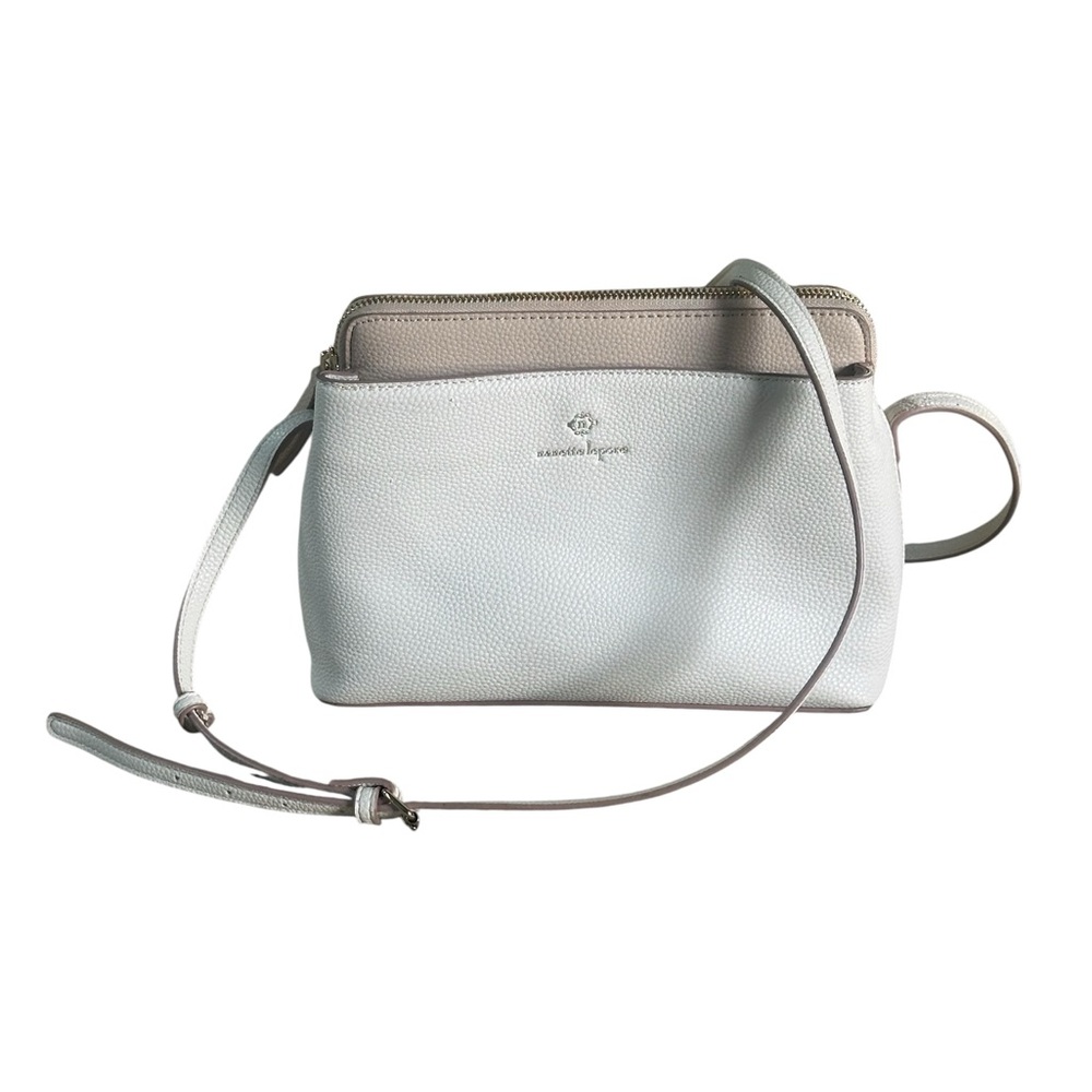 Nanette Lepore’s Halsey Multi Section Crossbody in Rice (Cream) & Blush Beige